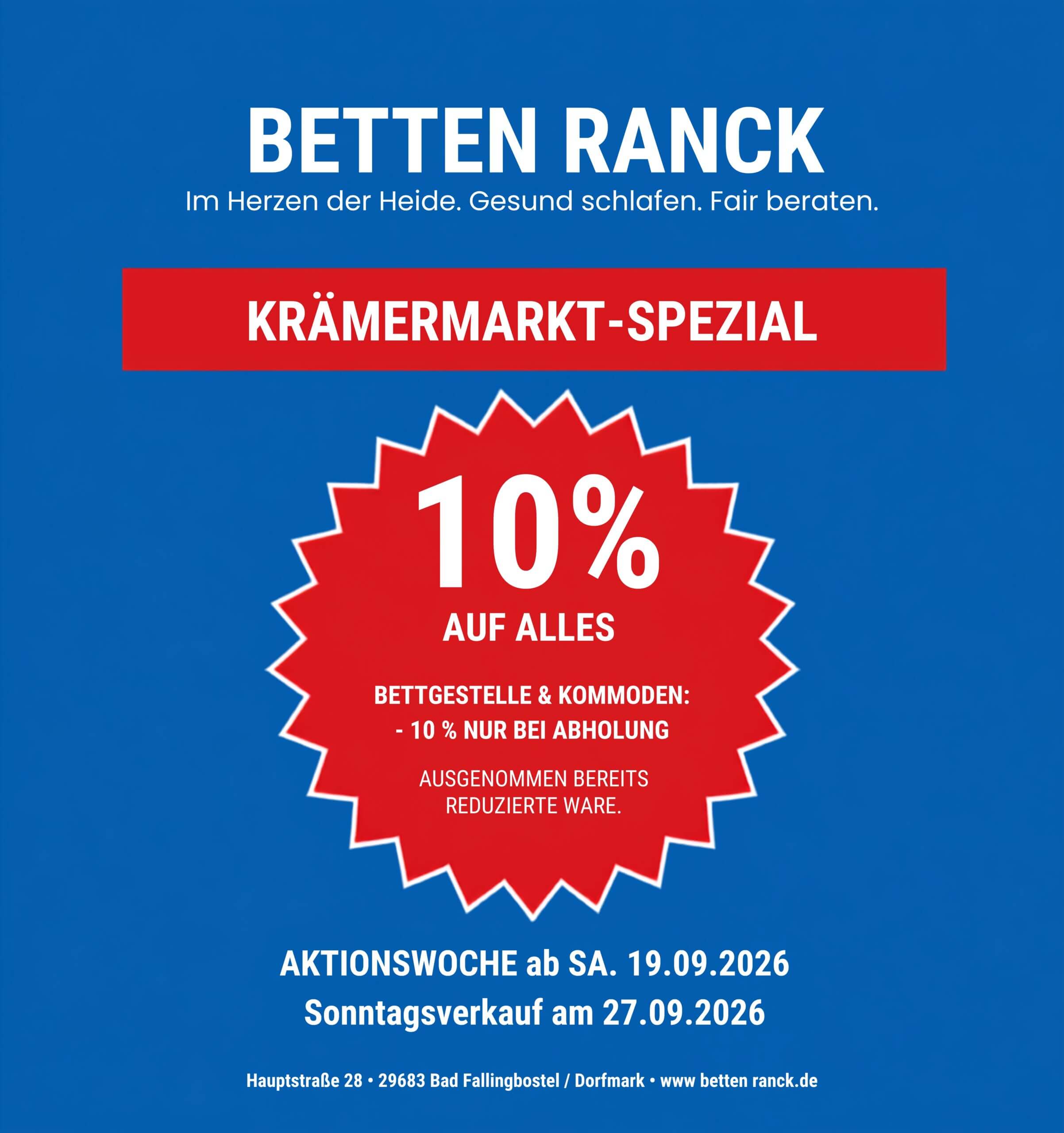 Krämermarkt-Spezial: 10 Prozent auf alles vom 19. bis 27. September 2026